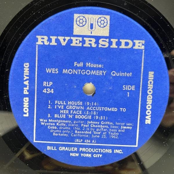 USオリジナル【MONO】WES MONTGOMERY Full House (Riverside RLP 434) 米モノラル w/ JOHNNY GRIFFIN, WYNTON KELLY, PAUL CHAMBERS_画像3