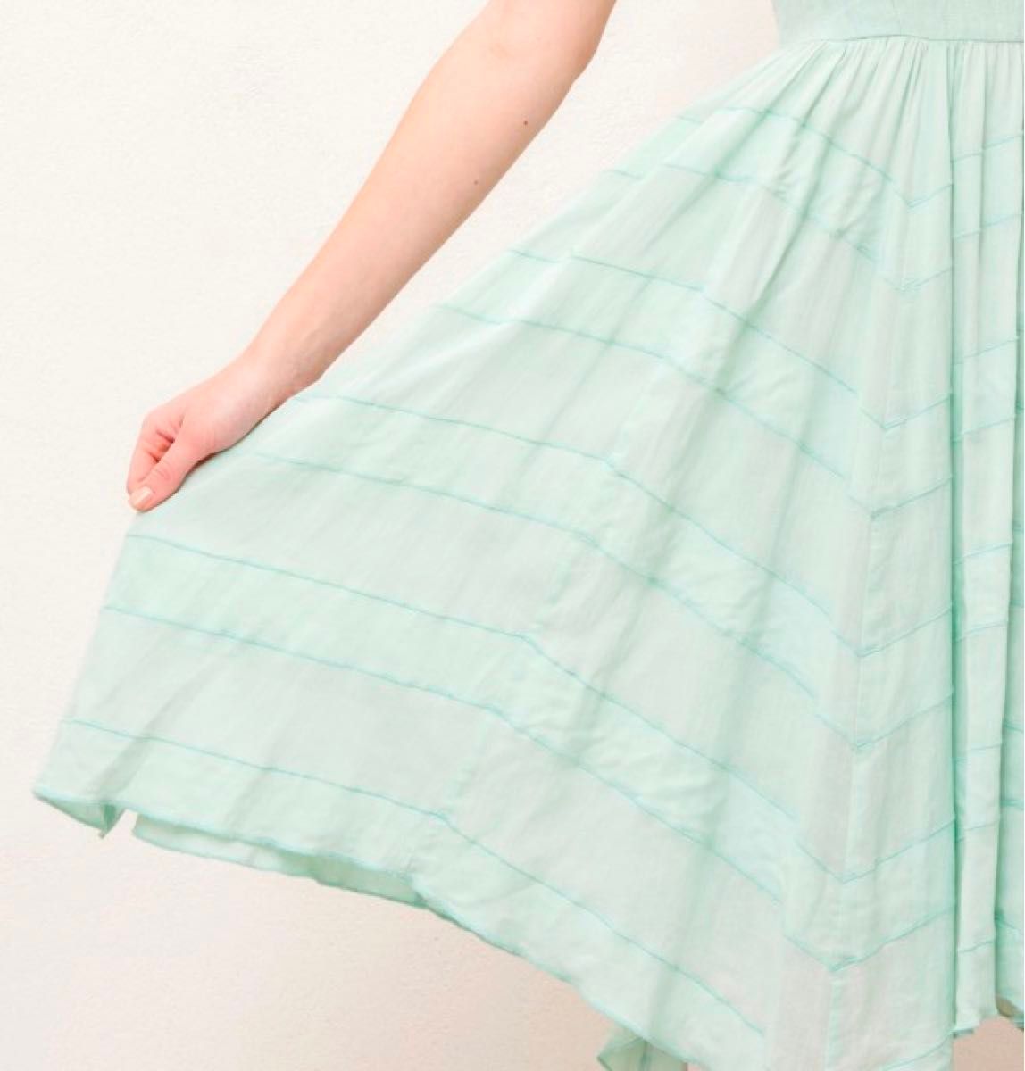新品■ヴェルニカ velnica 神崎恵 リネン サマー ワンピース ペールブルー 麻 ライトグリーン コットン 緑 サマードレス