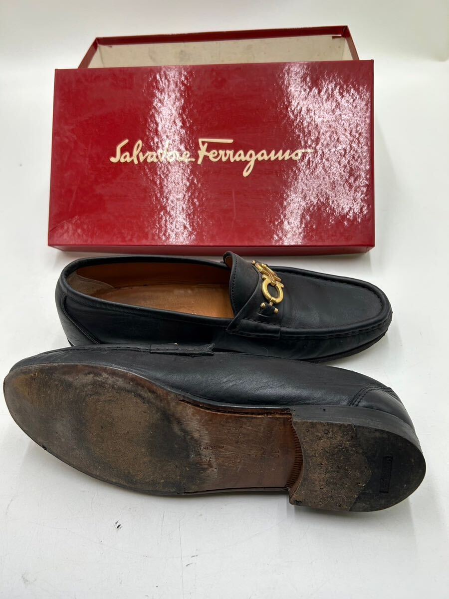 ○ Salvatore Ferragamo サルヴァトーレ フェラガモ ローファー ブラック レザー 7 1/2 EE_画像6