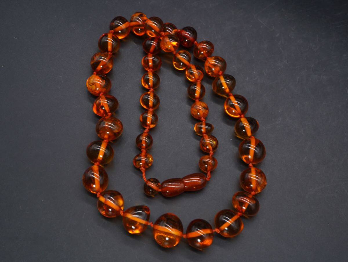 [301] amber ko Haku amber necklace accessory length approximately 51cm TIA thread change assumption 