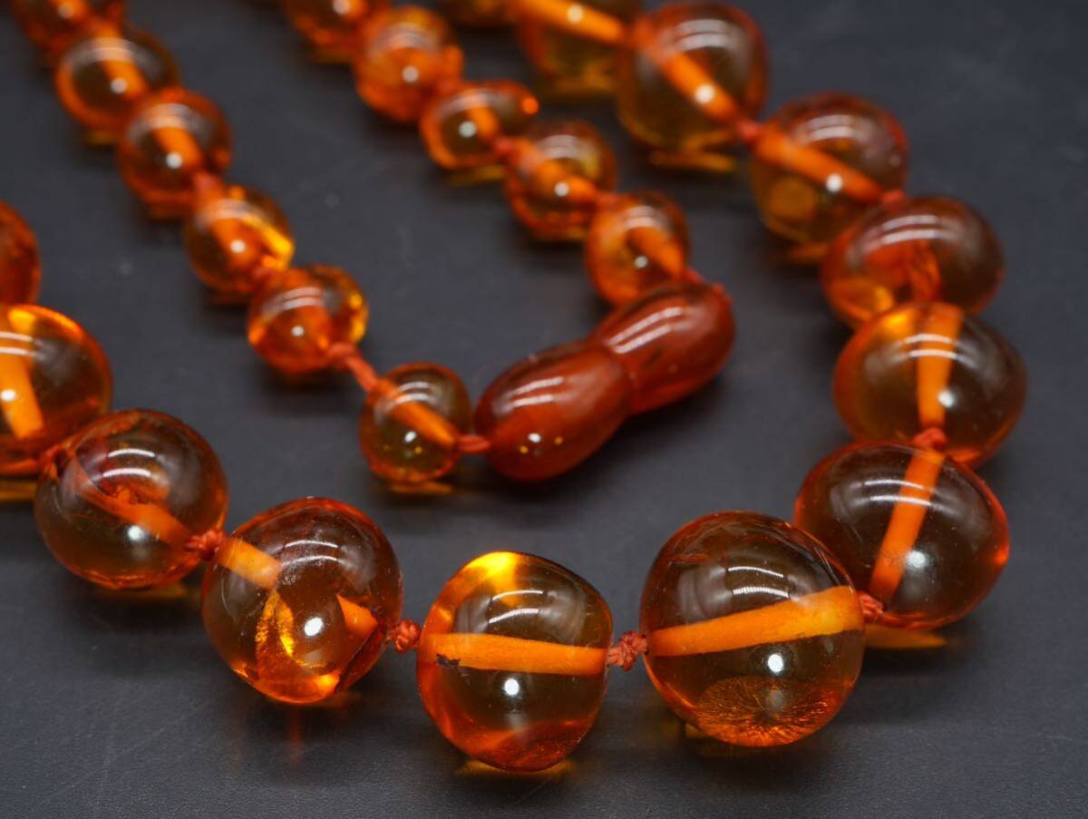 [301] amber ko Haku amber necklace accessory length approximately 51cm TIA thread change assumption 