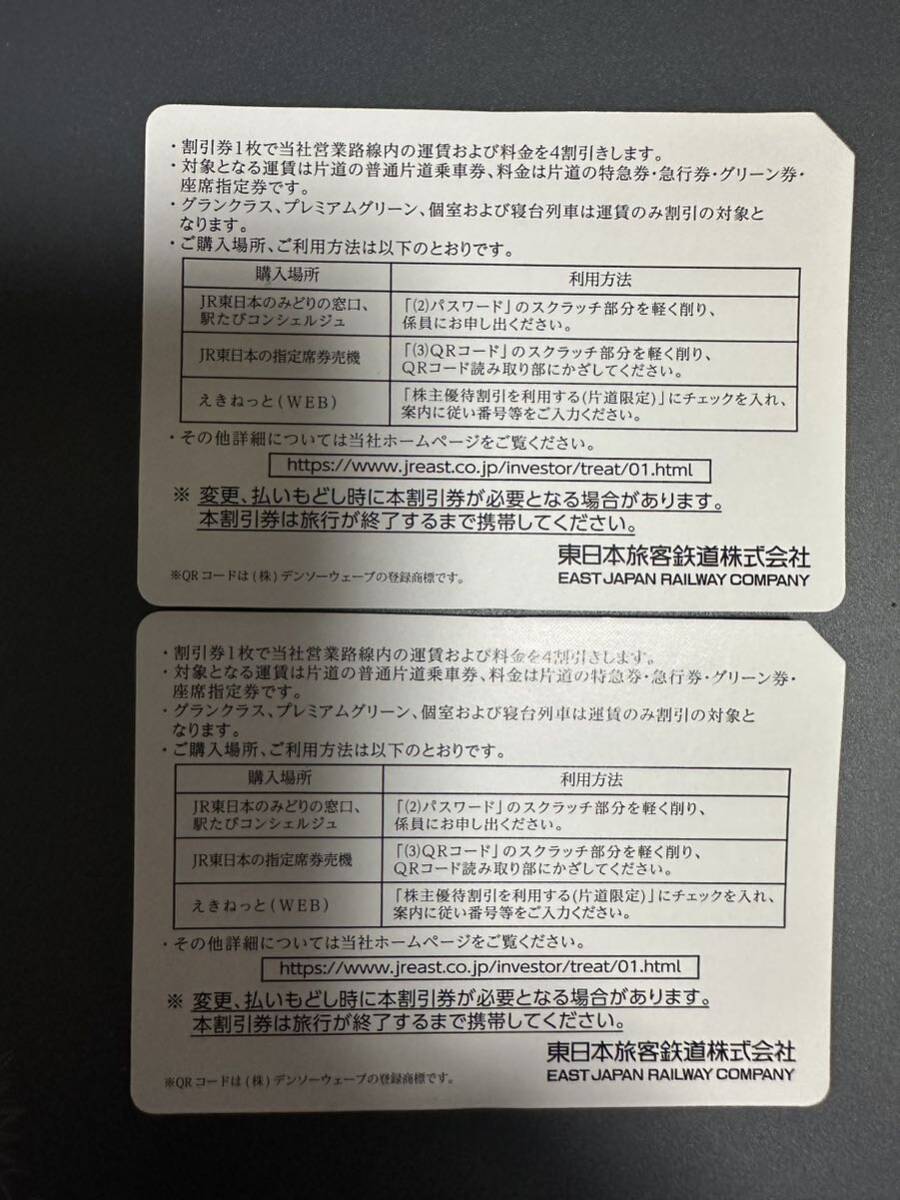 JRJR東日本株主優待割引券(4割引) 2枚_画像2