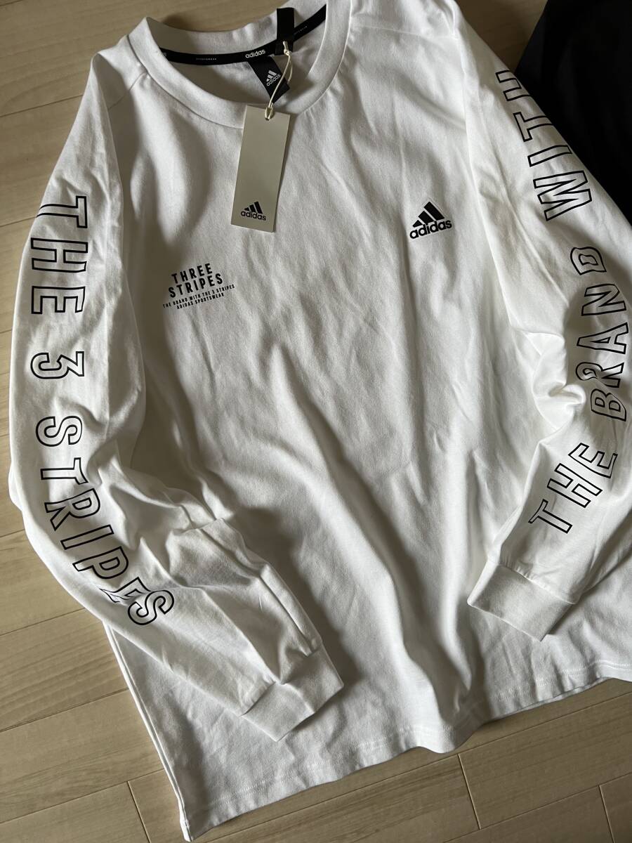 adidas■アディダス〔L〕ルーズフィット ヘビーシングルジャージー ロンT 2枚セット 黒 白 長袖Tシャツ 厚手 24'春モデル 正規品 _画像4