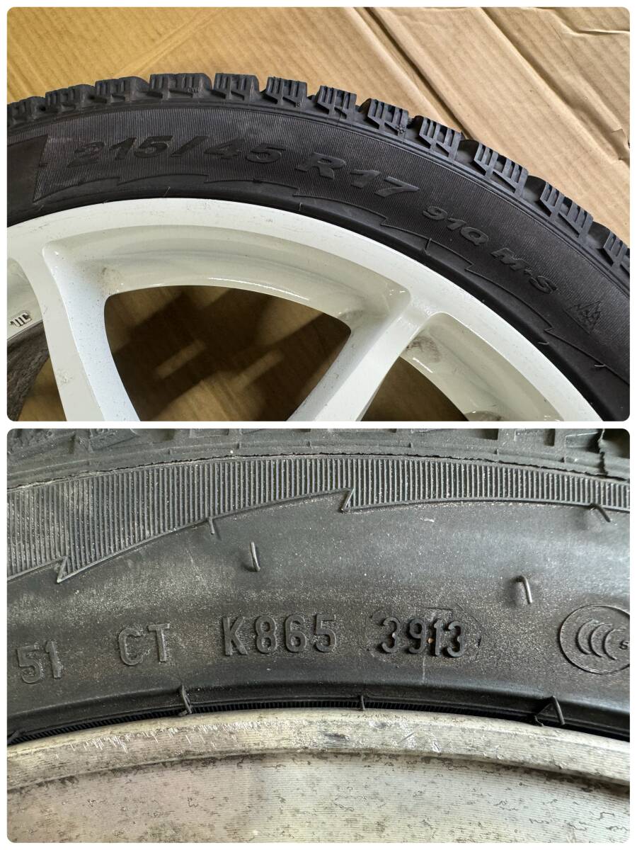 ホンダ インテグラ タイプR DC5 純正アルミ チャンピョンシップホワイト 215/45R17 7JJ +60 スタッドレスタイヤ FD2 FN2 EP3 _画像8