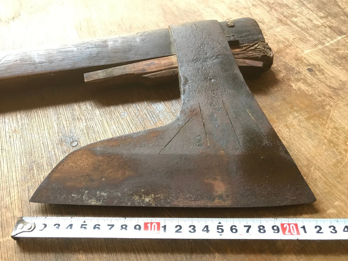 BA707 # включая доставку # топор топорик . Tama ... дрова десятая часть ветка порез обе лезвие режущий инструмент плотничный инструмент инструмент старый инструмент старый .. уличный лезвие ширина :22cm 3572g /.MA.