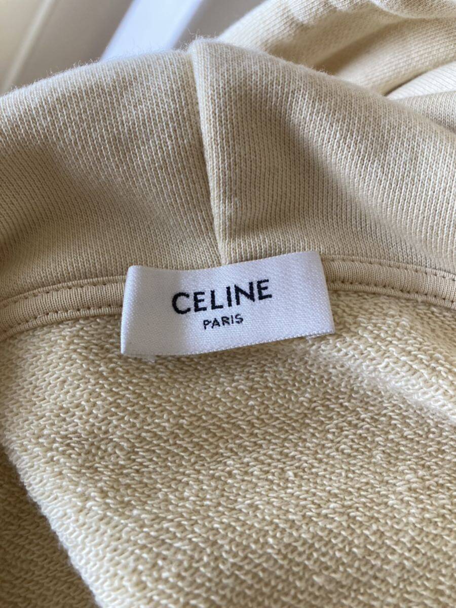 CELINE セリーヌ プルオーバー パーカー ロゴプリント フーディ クリーム系 XXL_画像4