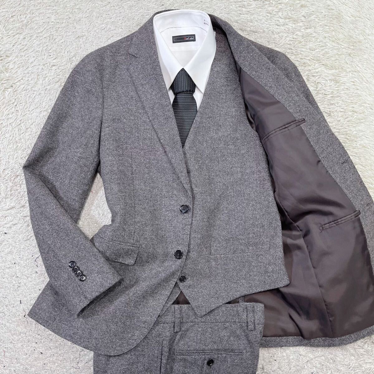  United Arrows tei in The life [ popular 3 piece ]UNITED ARROWS suit setup three-piece jacket weave pattern gray M