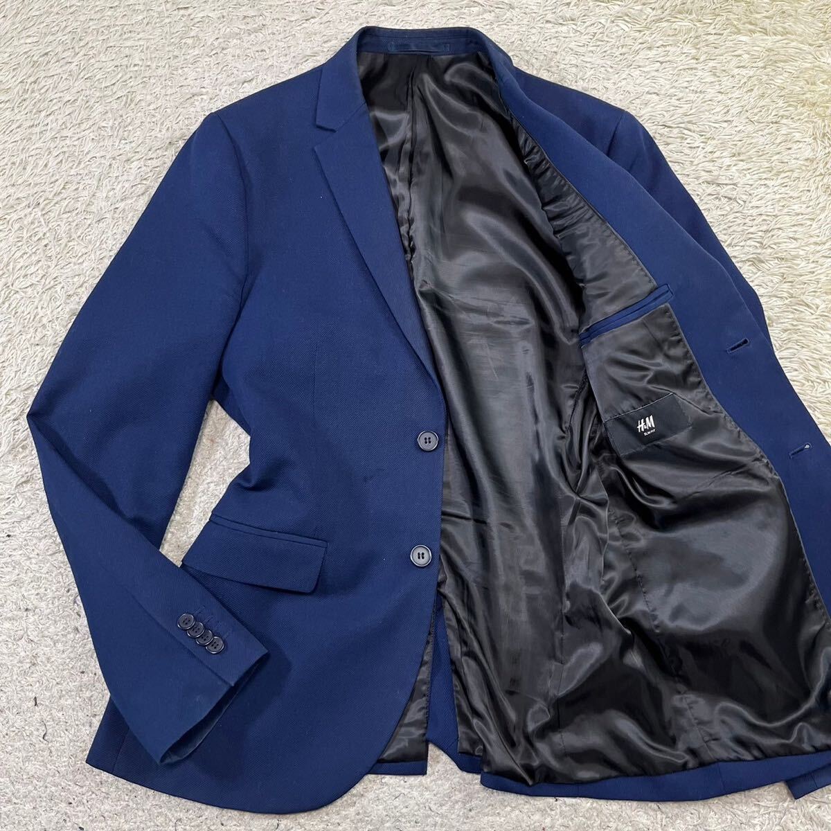 エイチアンドエム【鮮やかな色味】H&M テーラードジャケット　ブルー　青　L位_画像1