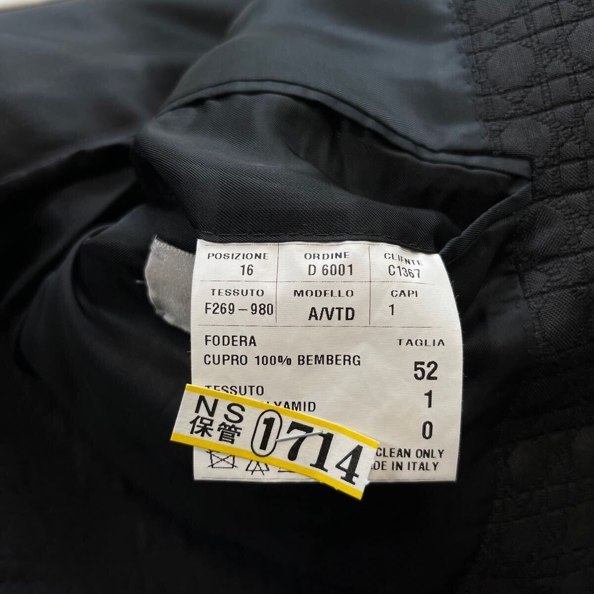 極美品・希少サイズ！！ディオールオム【幻の逸品】Dior スーツ　セットアップ　テーラードジャケット　総柄　ブラック　黒　XL位_画像7