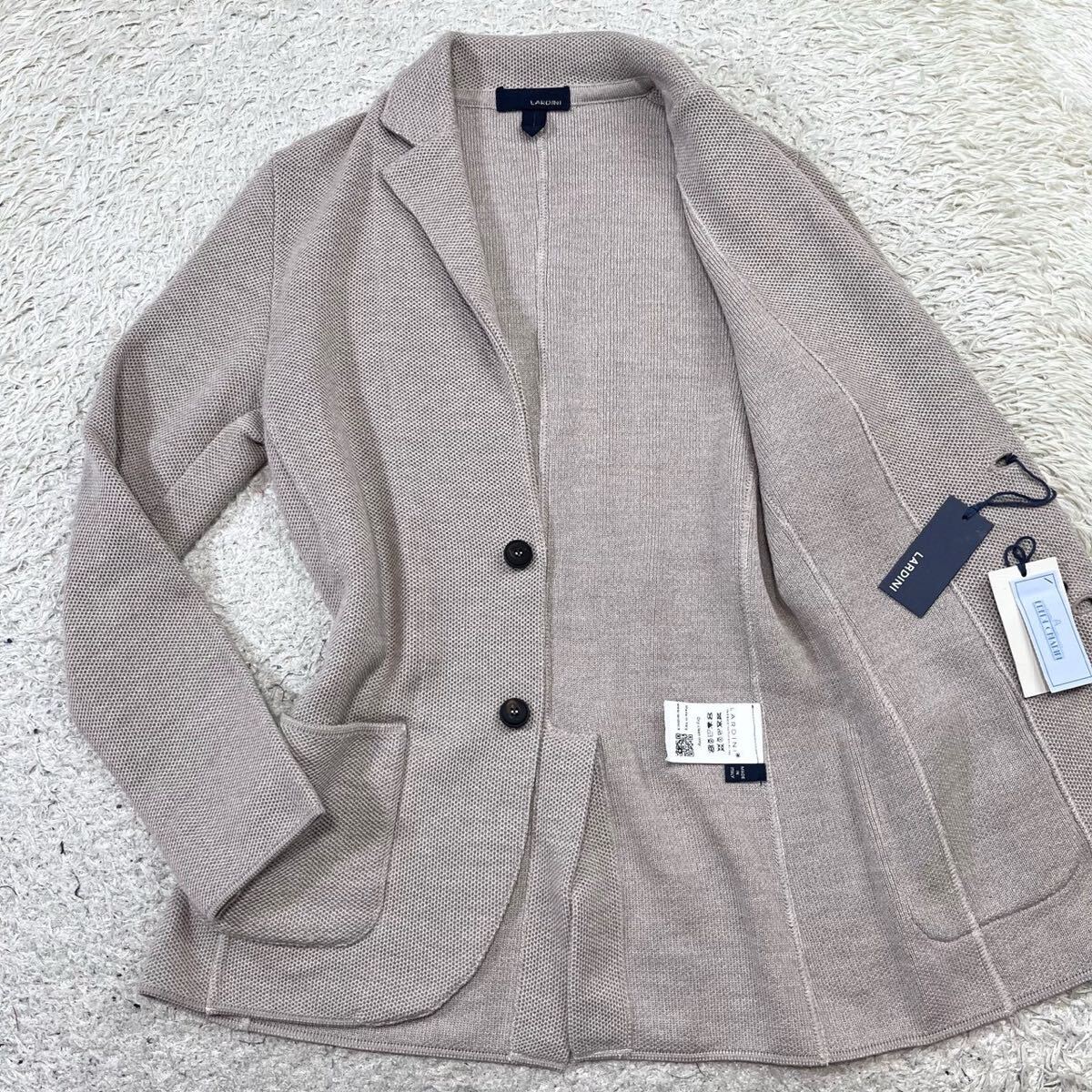 [ unused ] Lardini LARDINI tailored jacket cardigan knitted deer. . stretch beige tag attaching 