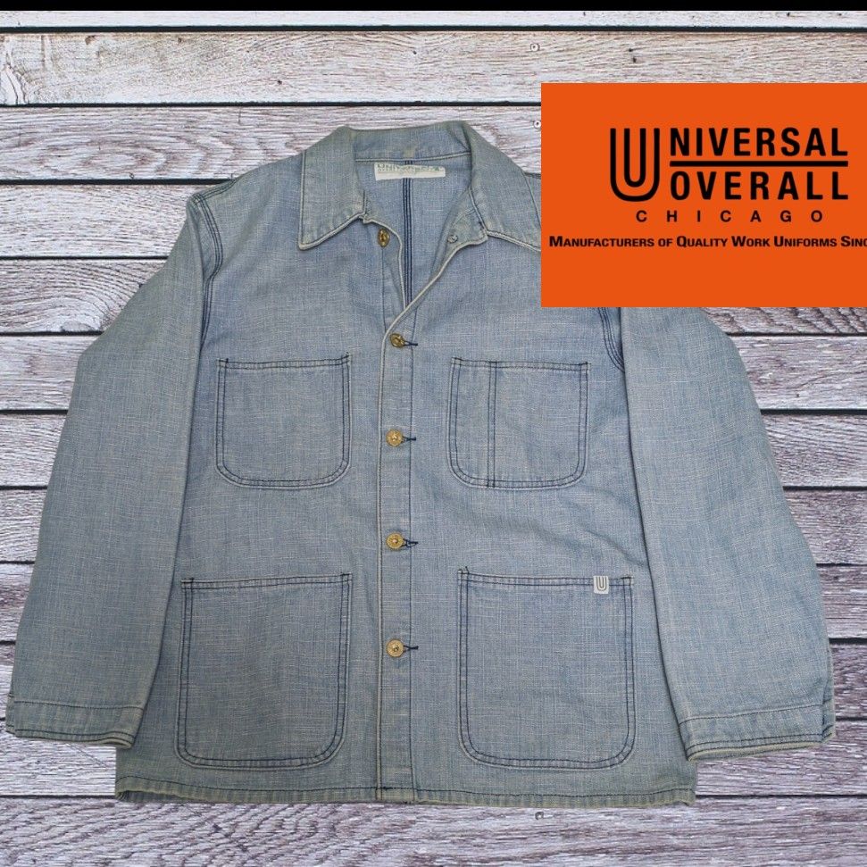 UNIVERSAL OVERALL (ユニバーサル オーバーオール)ライトブルー　カバーオールジャケットデニムコート