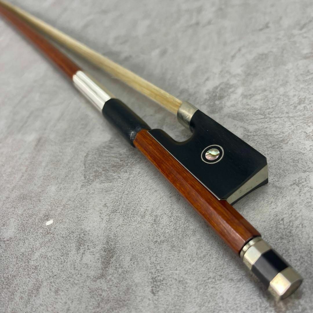 K.SHIMORA　シモーラ バイオリン弓　4/4　フルサイズ対応　レザーハードケース BOW ボウ 弓 貝装飾_画像5