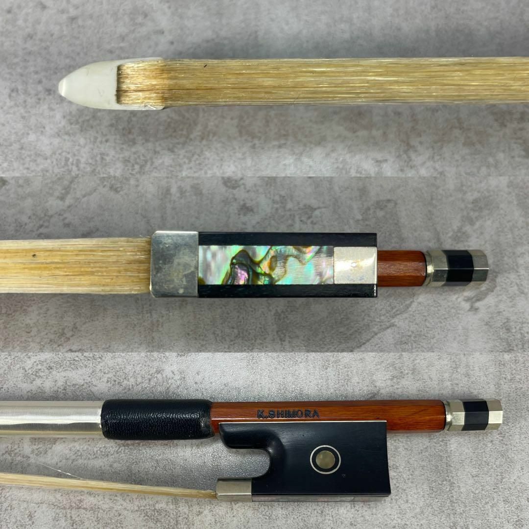 K.SHIMORA　シモーラ バイオリン弓　4/4　フルサイズ対応　レザーハードケース BOW ボウ 弓 貝装飾_画像8