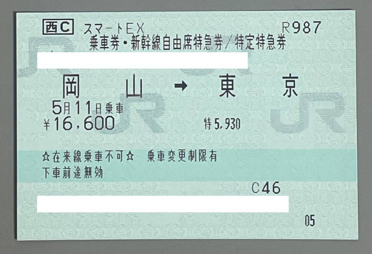 新幹線チケット 切符 岡山or新大阪or京都から東京まで ５月１１日当日有効の画像1