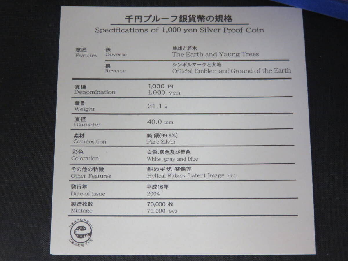 2005年日本国際博覧会記念 愛地球博 千円銀貨幣プルーフ貨幣セット_画像5