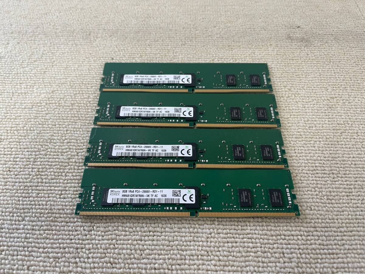 4個セット計32GB hynix HMA81GR7AFR8N-VK 8GB 1Rx8 PC4-2666V DDR4 ECC REG メモリ サーバー用_画像1