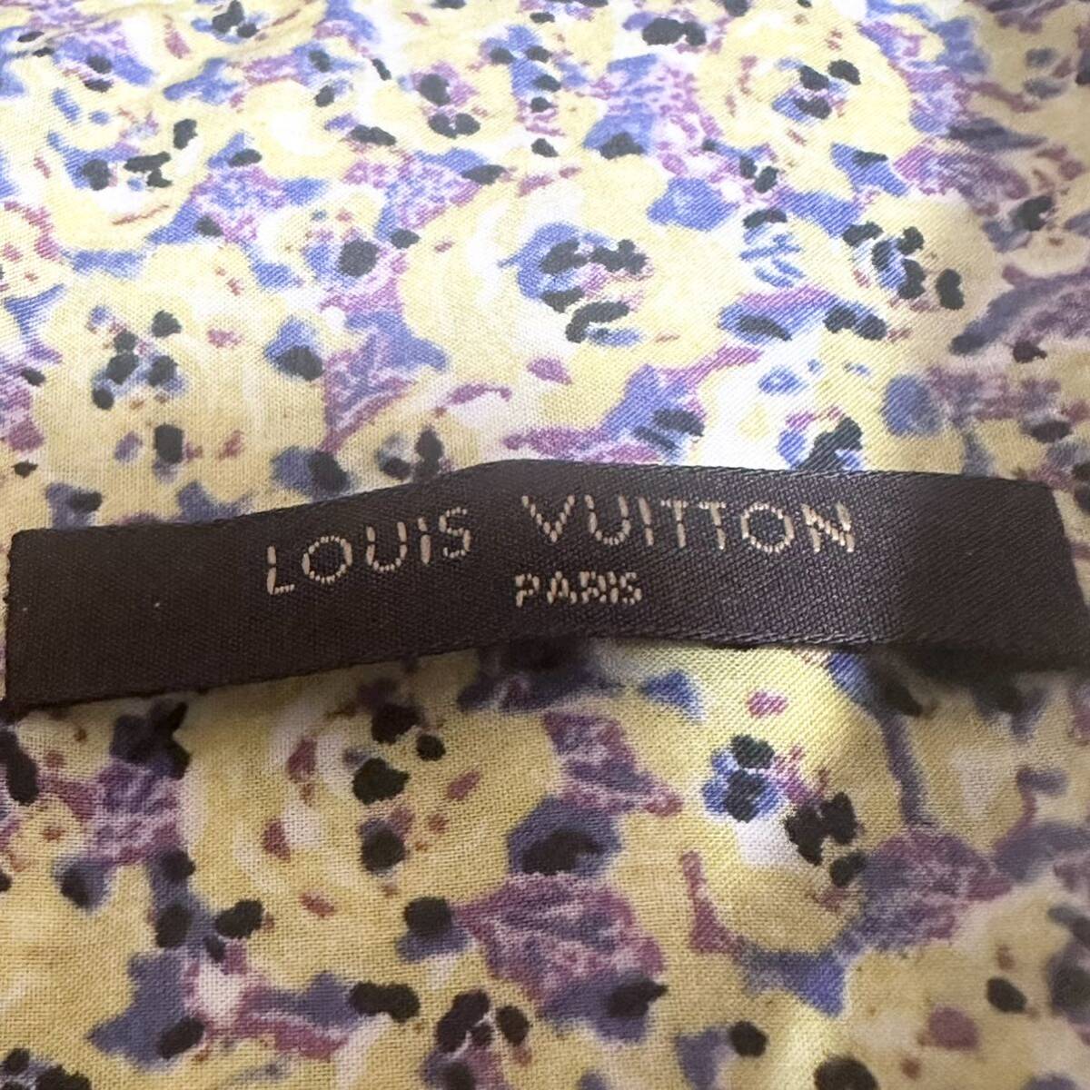 希少/LVボタン付 LOUIS VUITTON ルイヴィトン　総花柄 長袖シャツ サイズM メンズ イエロー ボタンダウン　フラワープリント　ロゴプリント_画像2