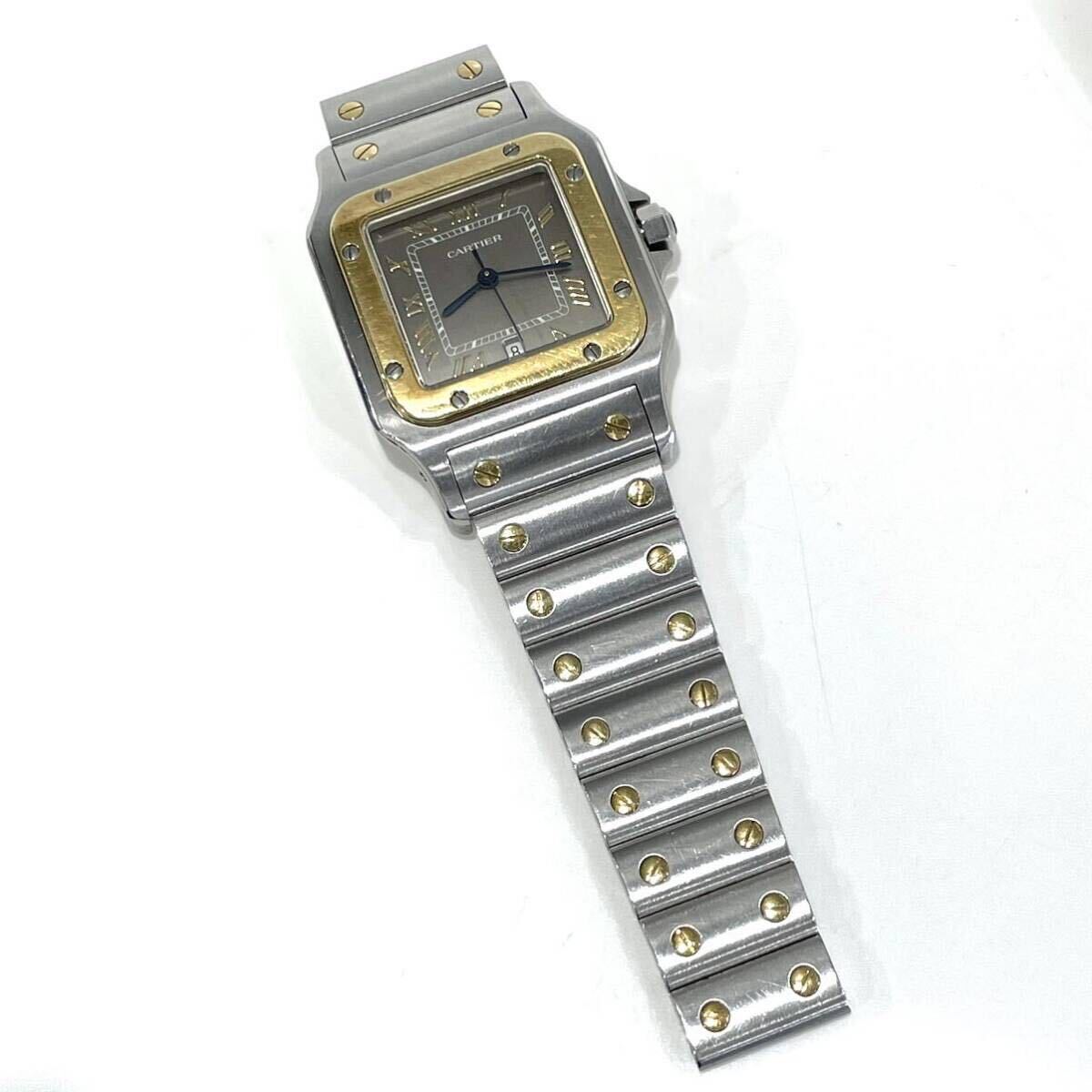 Cartier Cartier sun tosgaru.LM W20030C4 1566 wristwatch quartz SS/YG gray face Date men's operation goods breath torn free shipping 