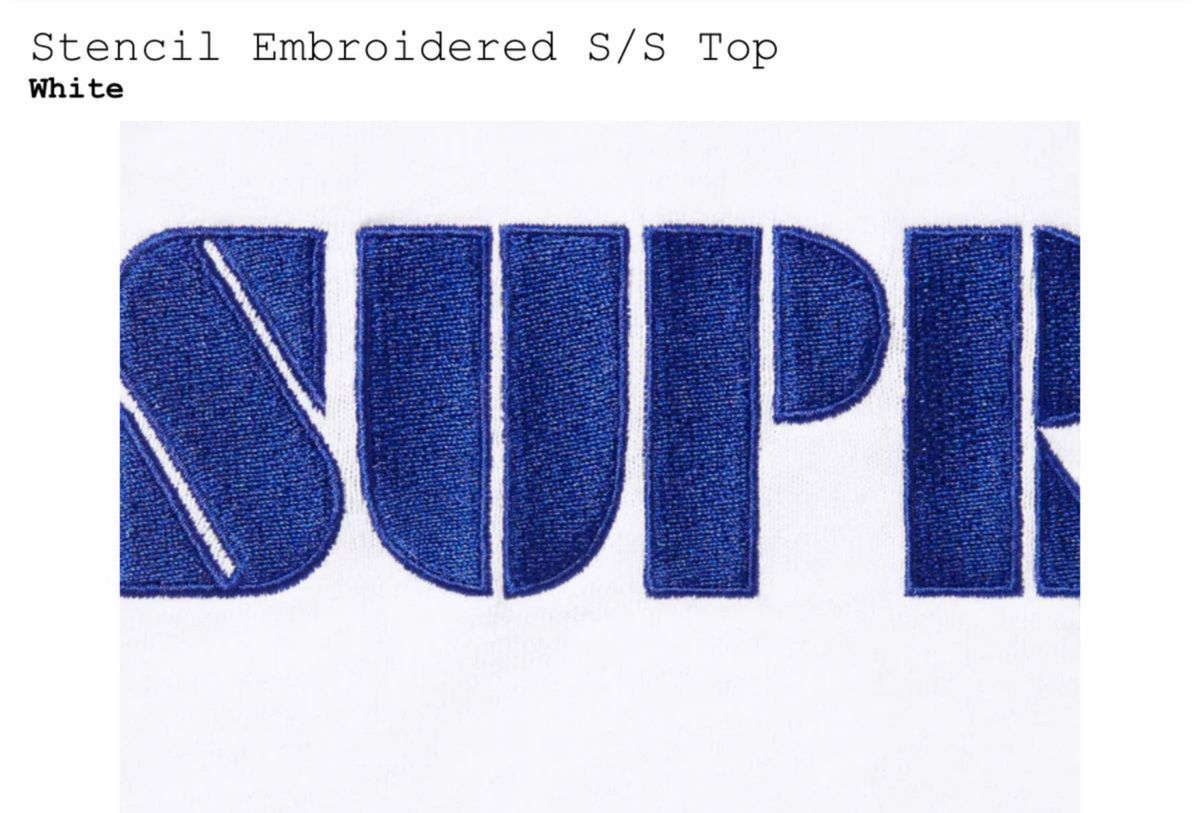 Supreme Stencil Embroidered S/S top ホワイト Mサイズ/シュプリーム tee Tシャツ 白