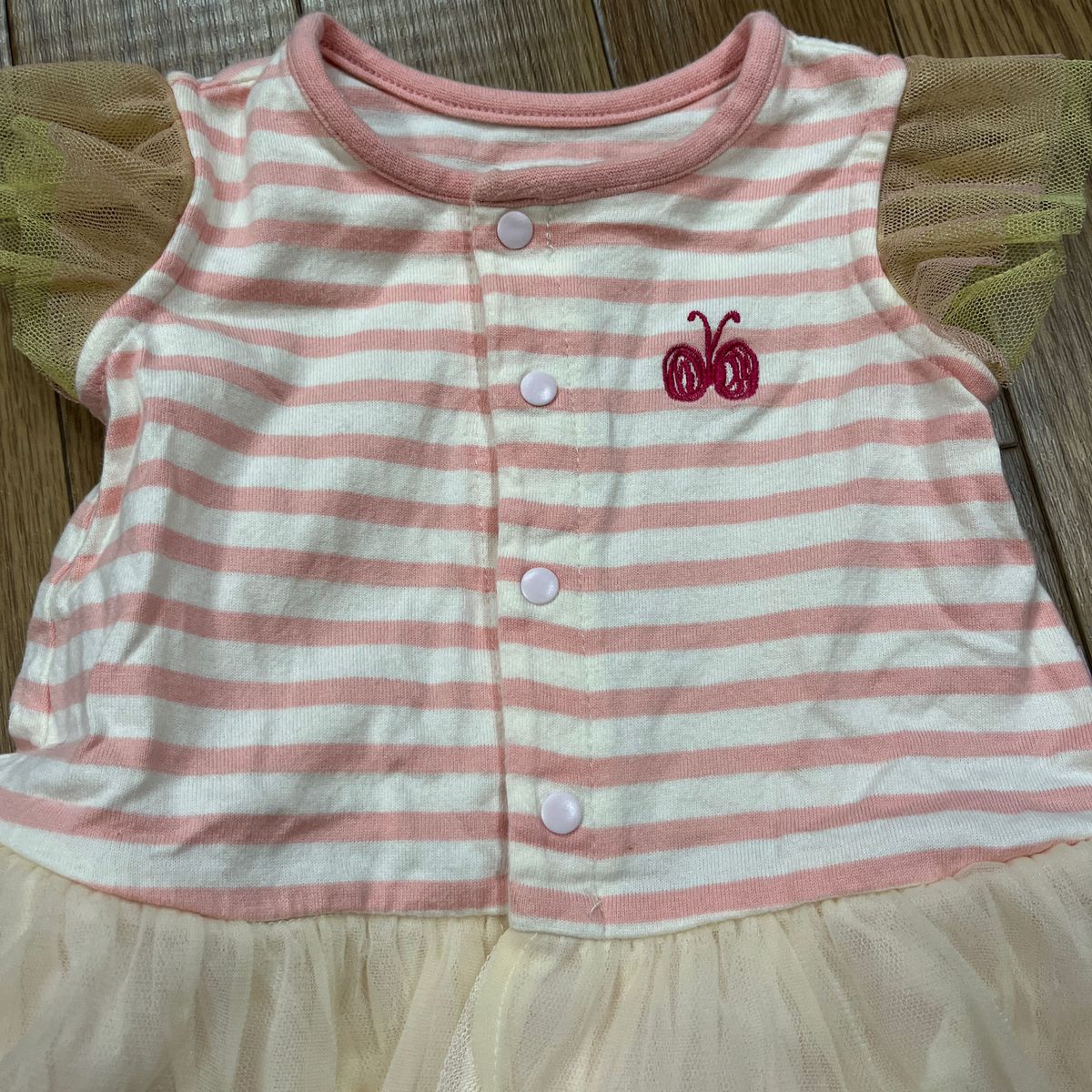 女の子ベビー　夏用ロンパース　アンパサンド　60 チュールドレス　 ベビー服 ピンク