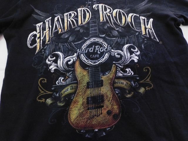Hard Rock Cafe ハードロックカフェ Tシャツ ■ 黒 ブラック系 ロックT メンズ 半袖 ギター □6E ニ10_画像2