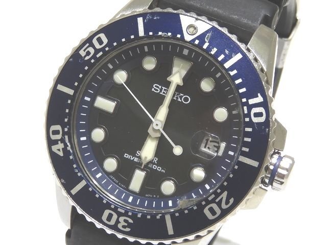 SEIKO セイコー プロスペックス ソーラー ダイバーウォッチ メンズ 時計 ☆ V157-0BT0 デイト ブルー AIR DIVER'S 200m ▼ サフト0/6E_画像1