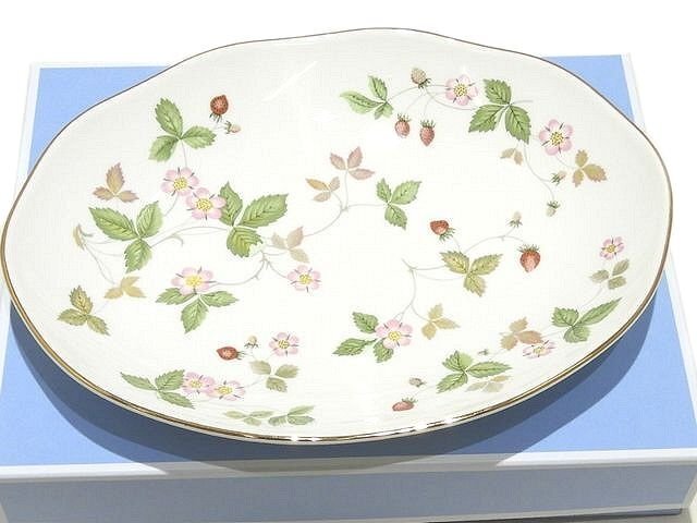 未使用品 WEDGWOOD ウェッジウッド オーバルプレート ◇ ワイルドストロベリー 食器 陶磁器 WILD STRAWBERRY ▼ 6E_画像1