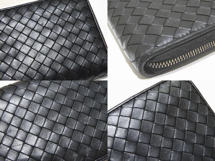 BOTTEGA VENETA ボッテガヴェネタ 510643 ラウンドファスナー 長財布 ☆ イントレ ブラック レザー カードポケット8枚 黒 ▼ イト00/6E_画像3