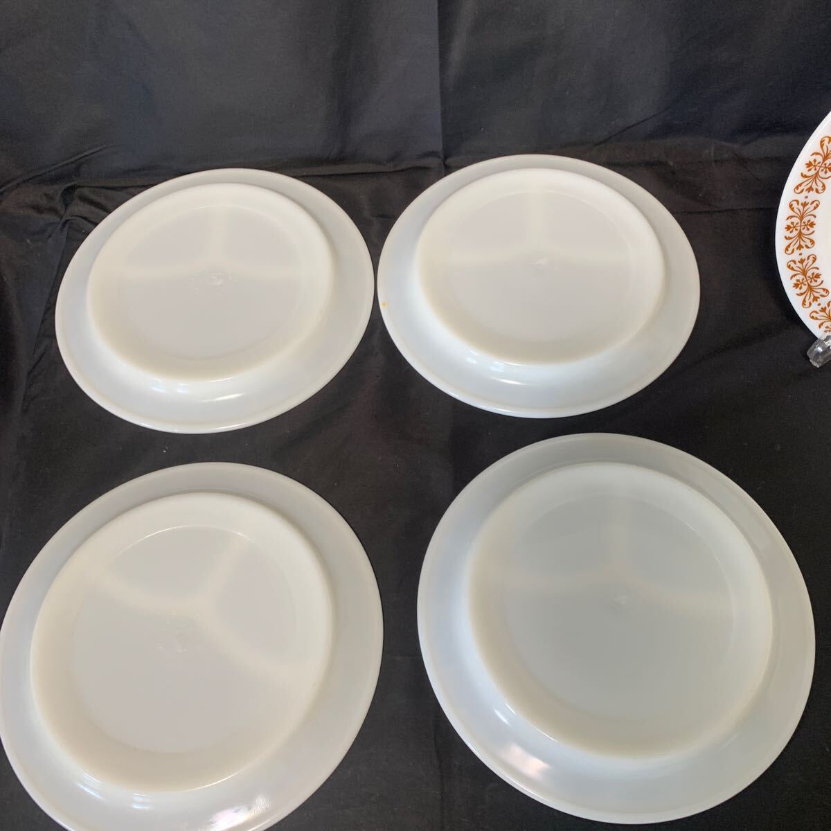 CORNING コーニング プレート 6枚 まとめ カッパーフィリグリー 3コンパートメントプレート お皿 食器 アメリカ ヴィンテージ洋食器 の画像6