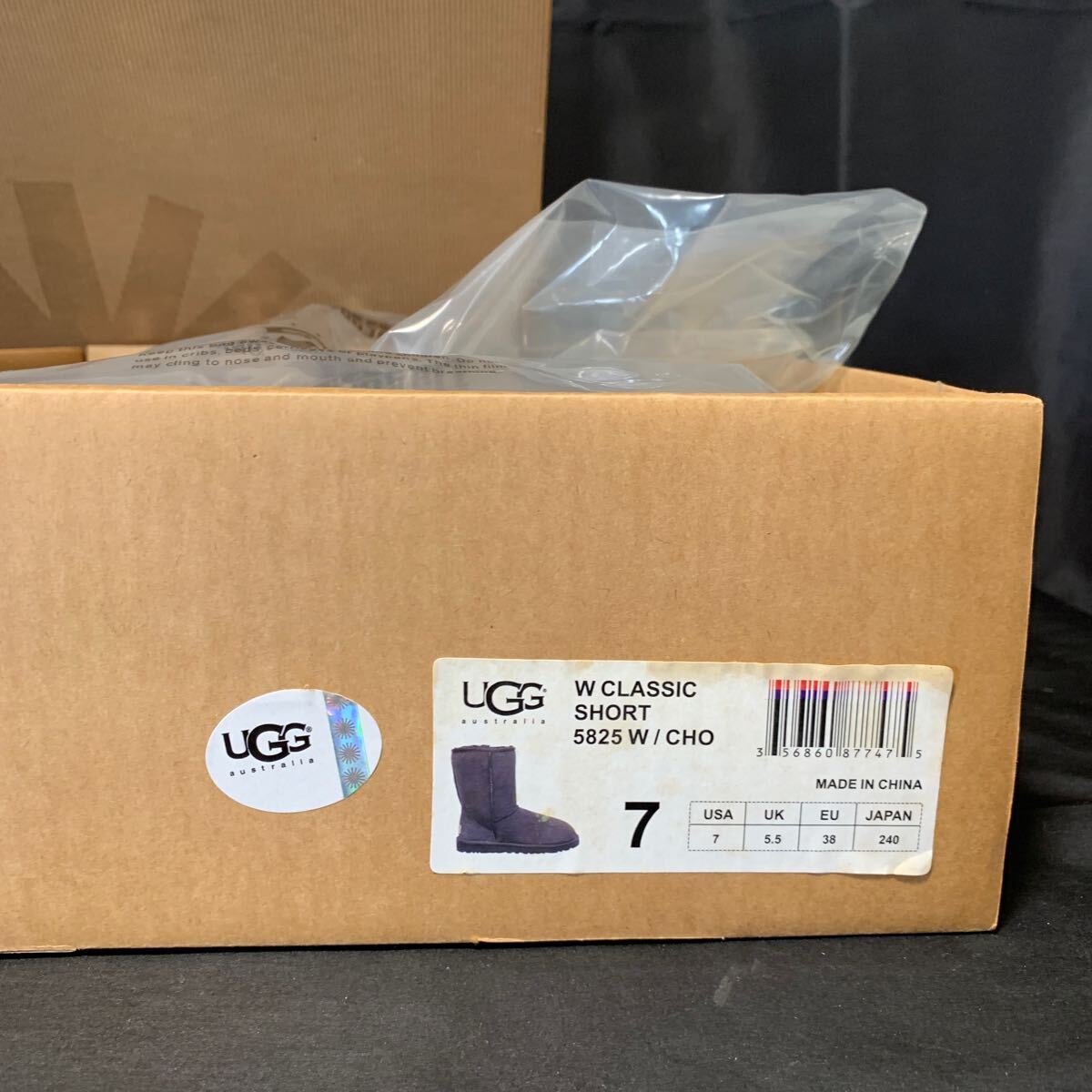 未使用品 UGG W CLASSIC SHORT 5825 W/CHO サイズ7 24センチ アグ クラシック ショートブーツ ムートンブーツ ブラウン系 _画像9