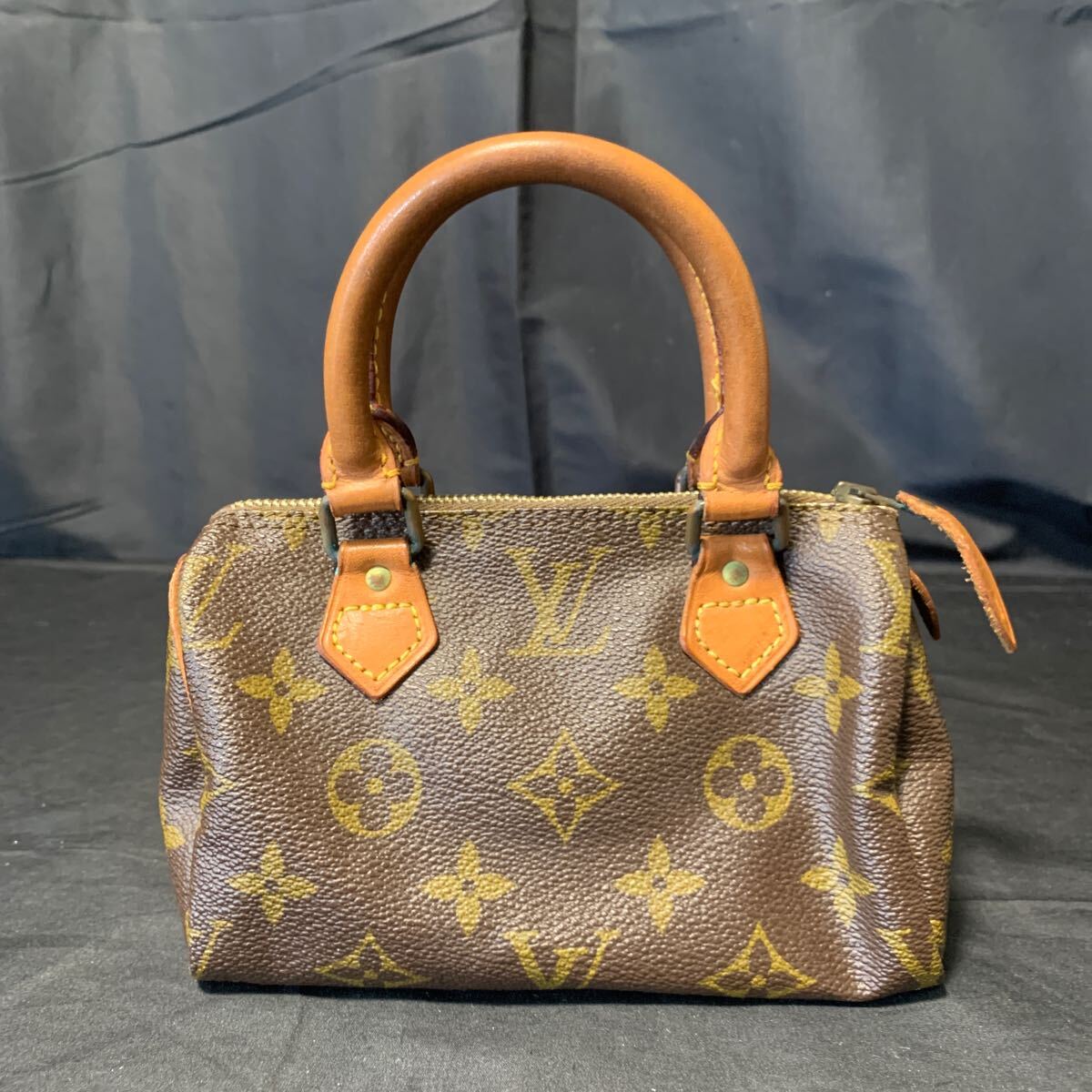 LOUIS VUITTON ルイヴィトン モノグラム ミニ スピーディ M41534 ハンドバッグ ブラウン レザー 1_画像2