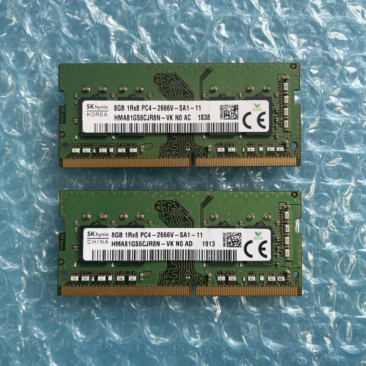 SKhynix 8GB×2枚 計16GB DDR4 PC4-2666V-SA1-11 中古 ノートPC用 メモリ 【NM-318】_画像1