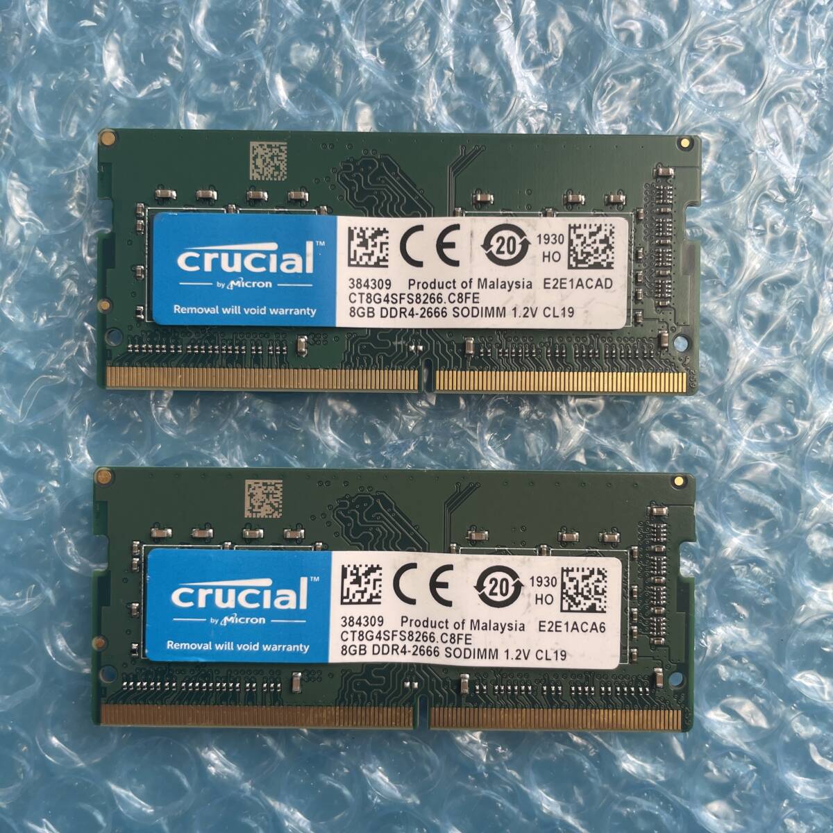 crucial 8GB×2枚 計16GB DDR4-2666 1.2V CL19 中古 ノートPC用 メモリ【NM-333】_画像1