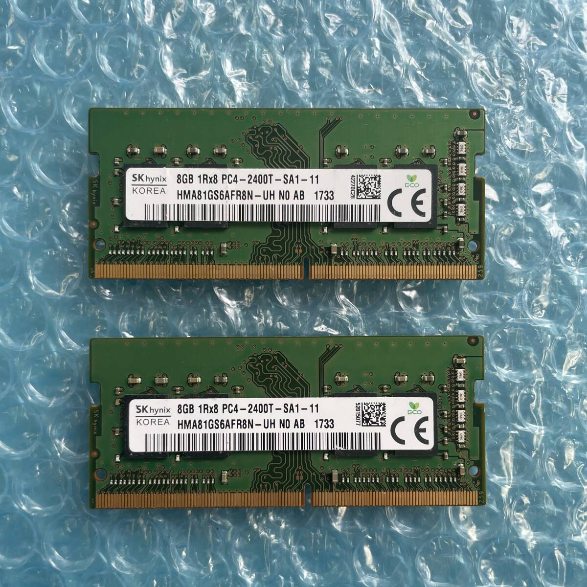SKhynix 8GB×2 sheets total 16GB DDR4 PC4-2400T-SA1-11 used Note PC for memory [NM-335]