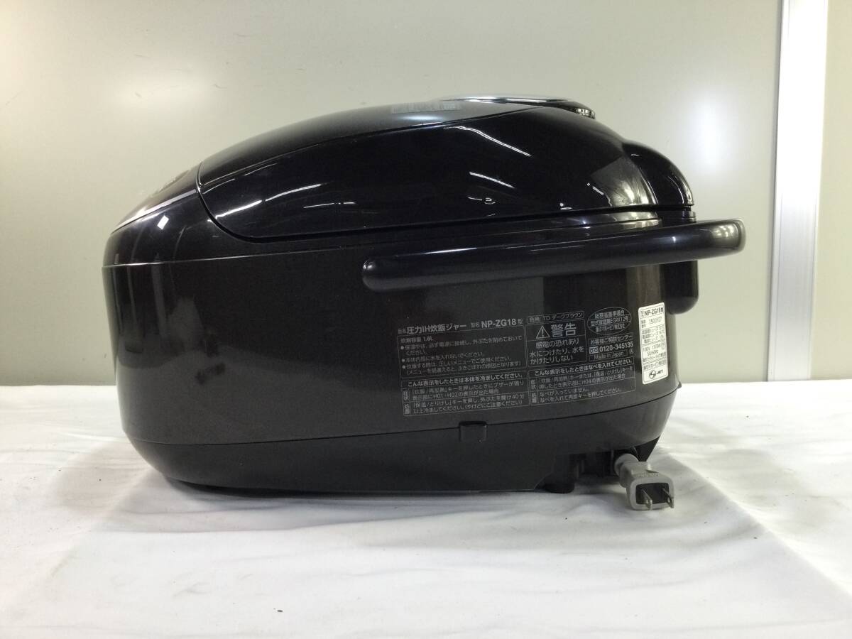 【213】ZOUJIRUSHI 象印 IH炊飯器 炊飯ジャー 10合炊き NP-ZG18 2020年製 中古品_画像2