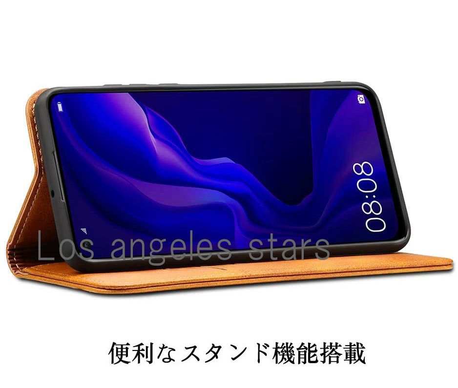 Android one X5 LG X5 ケース カバー 茶色 キャメルブラウン 革 レザー_画像4