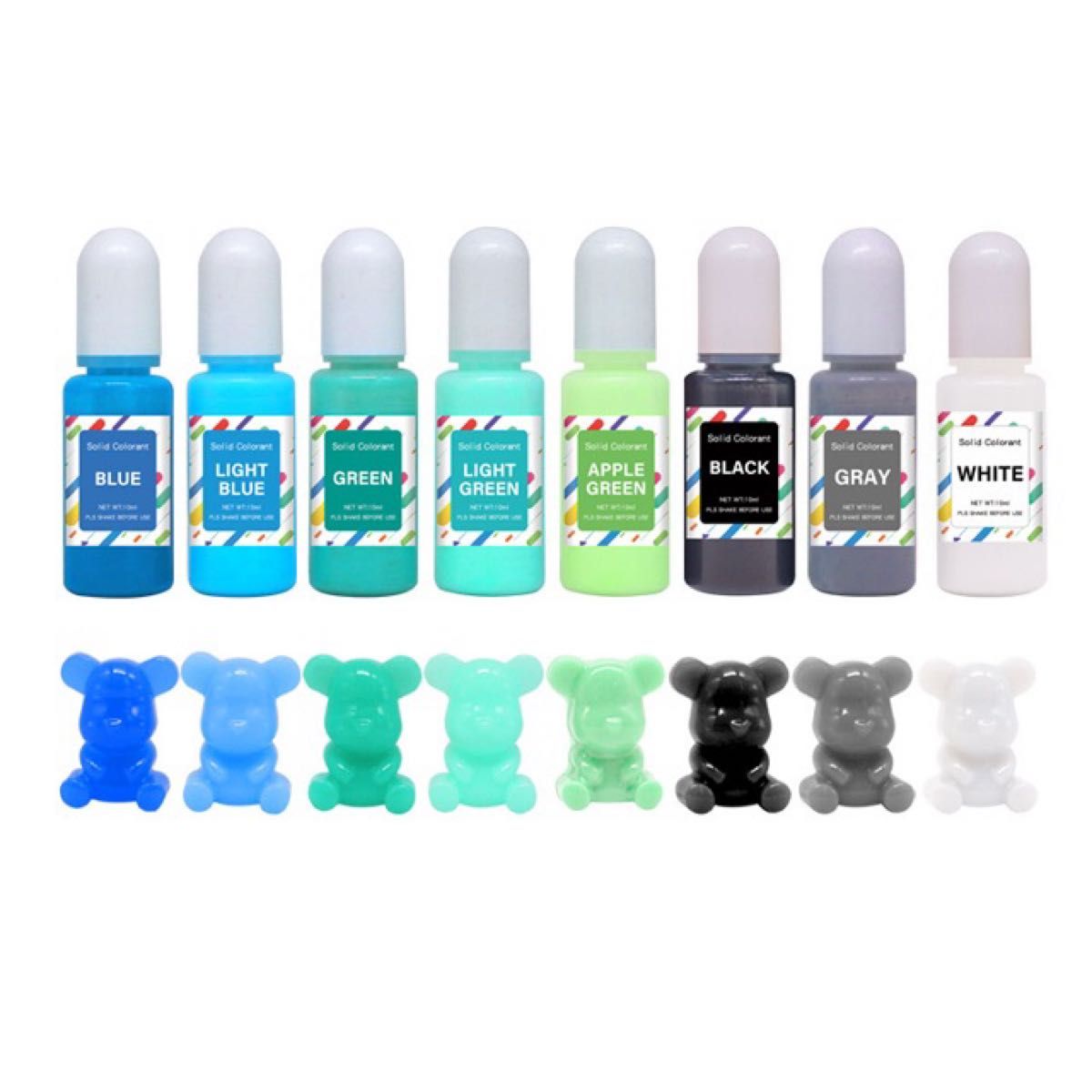 レジン着色料 17色セット 10ml UVレジン エポキシレジン液用　ミルキー系