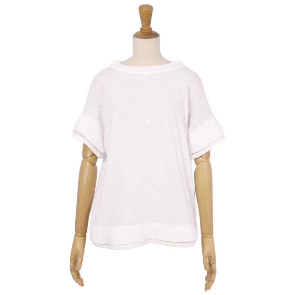 美品 モンクレール MONCLER Tシャツ MAGLIA カットソー ショートスリーブ コットン ナイロン トップス メンズ L 白 cf05mm-rm11e27527_画像2