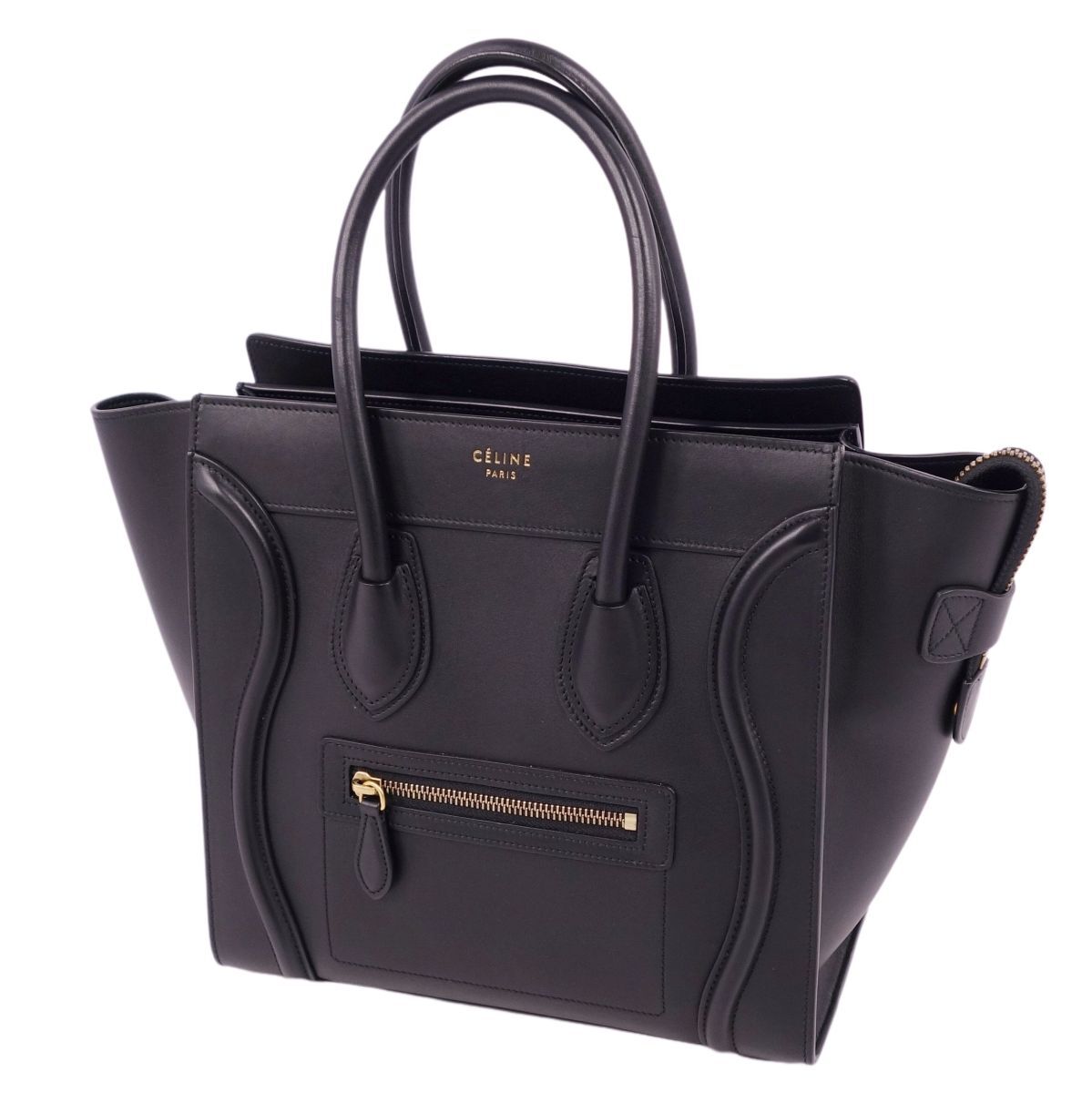 美品 セリーヌ CELINE バッグ ハンドバッグ Luggage マイクロ ラゲージ カーフレザー カバン レディース ブラック cf05ot-rm05f10161_画像1