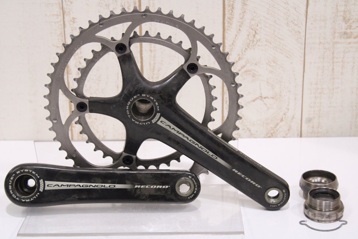 ブランドのギフト 53/39T 172.5mm RECORD カンパニョーロ ★Campagnolo 2x10s BCD:130mm カーボンクランクセット セット