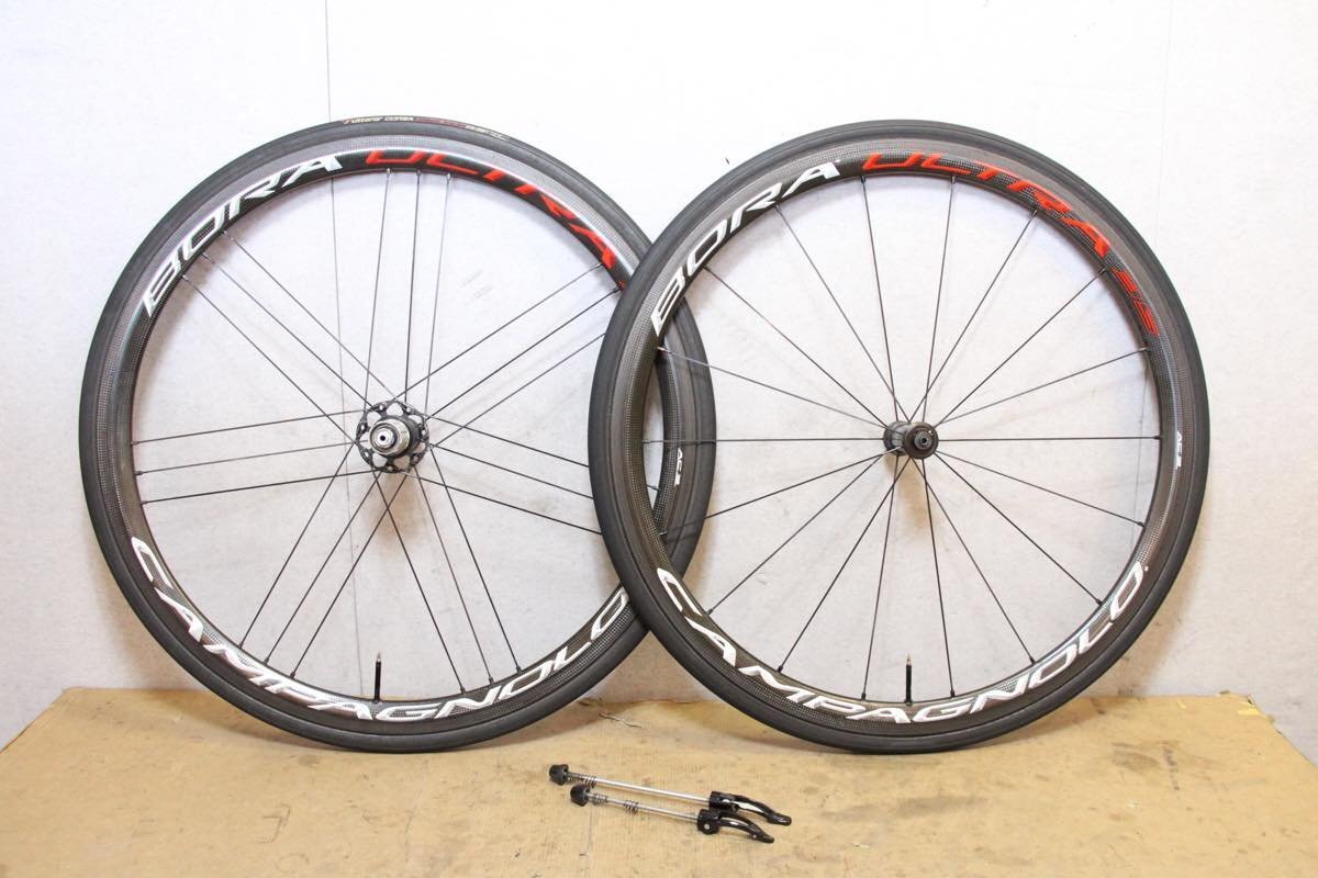 値下げ!○Campagnolo カンパニョーロ BORA ULTRA 50 AC3 シマノフリー 11s対応 チューブラー ブライトラベル カーボンホイールセット