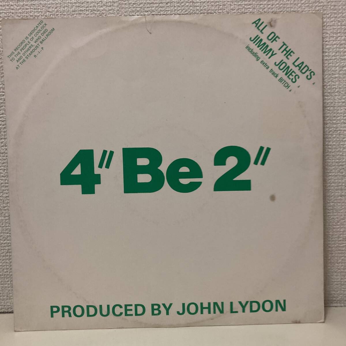 ●12inchシングル●4 Be 2 / All Of The Lads●John Lydon_画像1