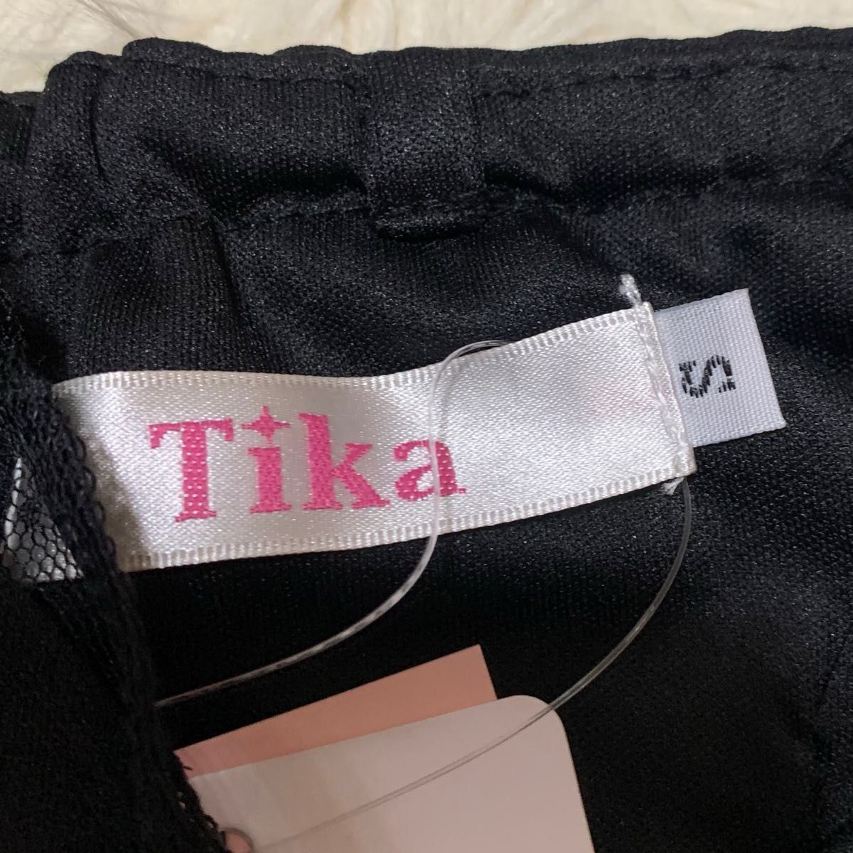 Tika・ティカ：キャバドレス ネックリボン ワンショルダー ミニドレス フレアドレス ナイトドレス Aライン ベルト付き