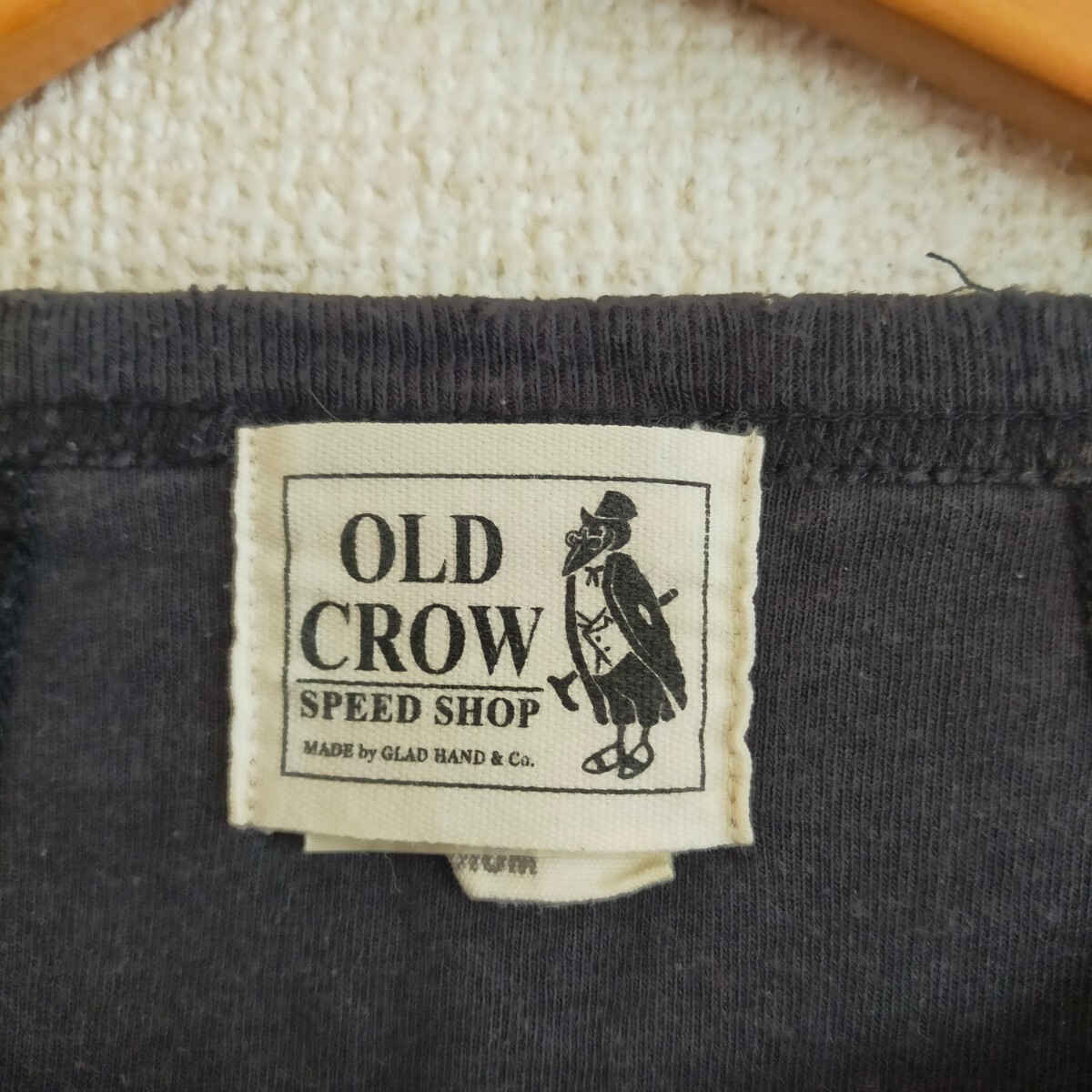 OLD CROW オールドクロウ GLAD HAND グラッドハンド ヘンリーネック 半袖Tシャツ ポケット 半袖 ダメージ加工 HIGHLAND PARK M ブラック