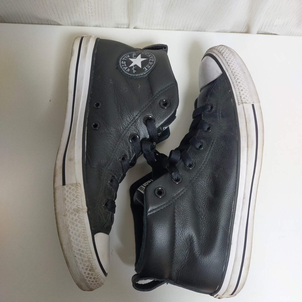 Converse コンバース Chuck Taylor All Star Leather Street mid チャックテイラー オールスター レザー スニーカー 27㎝ ブラック(黒）_画像5