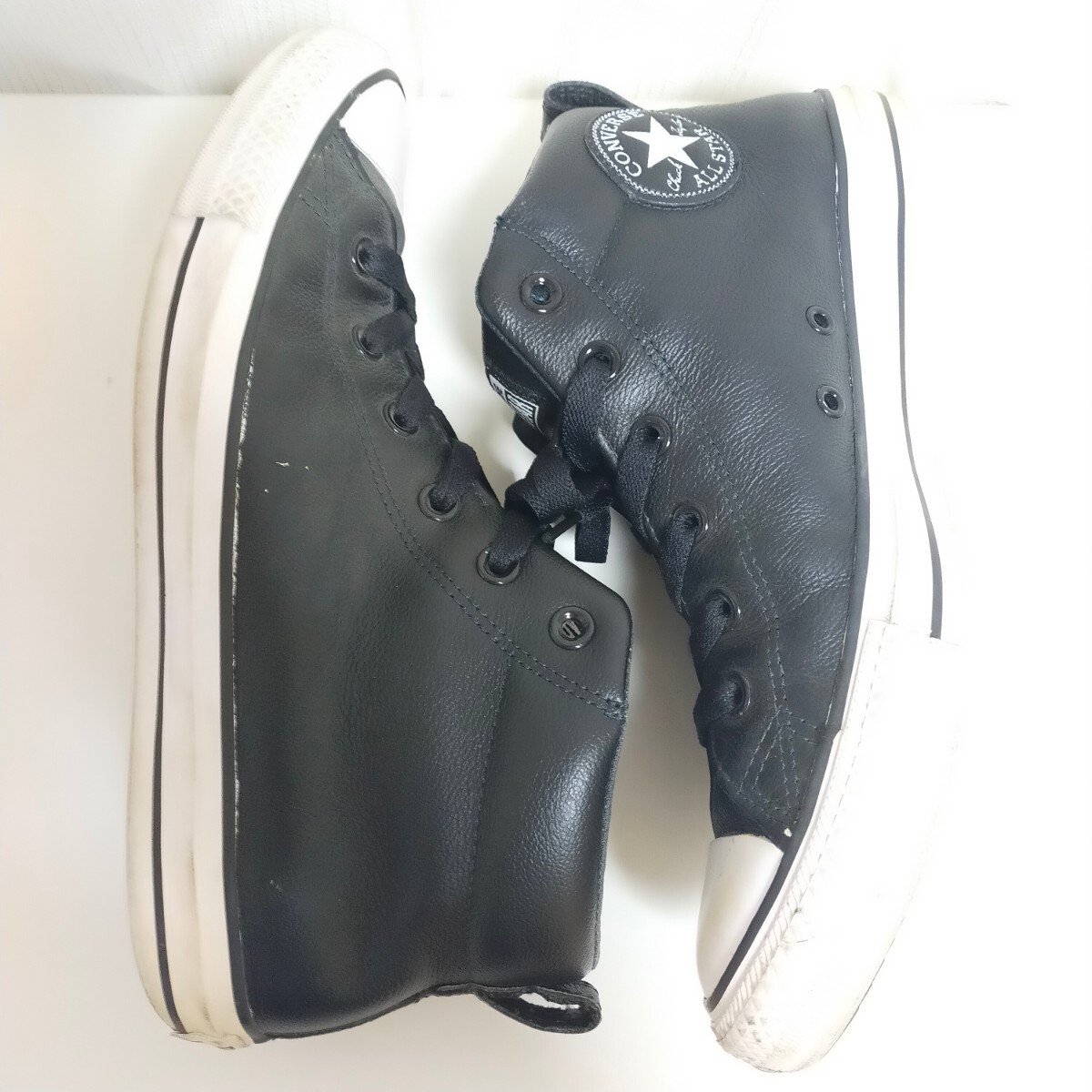 Converse コンバース Chuck Taylor All Star Leather Street mid チャックテイラー オールスター レザー スニーカー 27㎝ ブラック(黒）_画像4