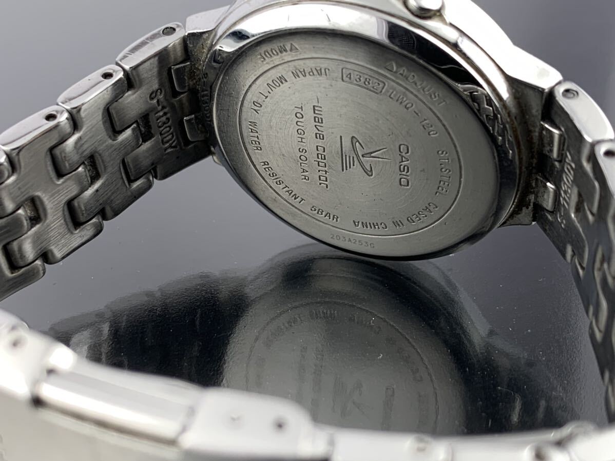 [A1306]ソーラー電波 1円～☆メンズ レディース腕時計 CASIO カシオ ウェーブセプター LWQ-120 動作品の画像9