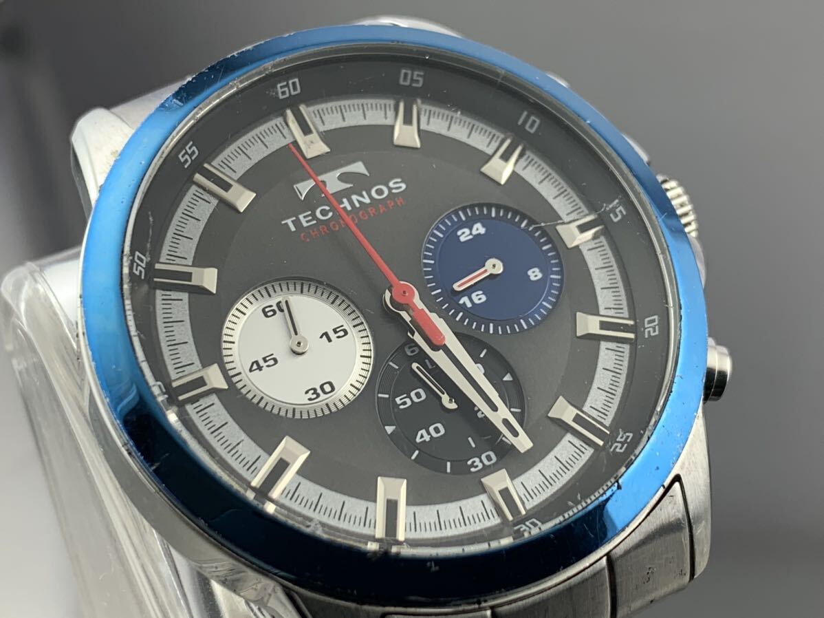 [A1307]1 jpy ~* men's wristwatch quartz chronograph Tecnos TECHNOS T4487 operation goods 