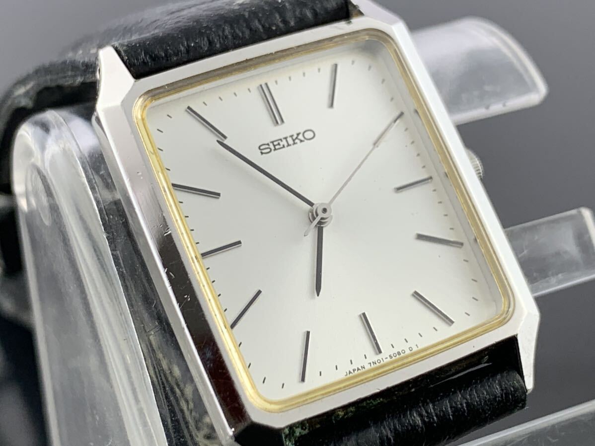 [A1307]1円～☆メンズ腕時計 クォーツ セイコー SEIKO 7N01-5060 動作品_画像2