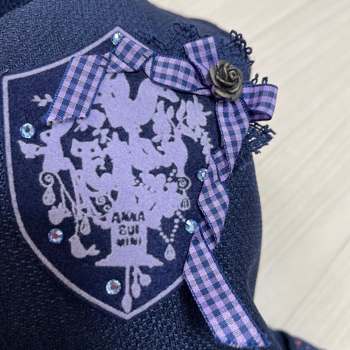 ANNA SUI mini アナスイミニ フォーマル ジャケット ワッペン 濃紺 入学式 卒園式 式典 サイズ130 美品_画像5